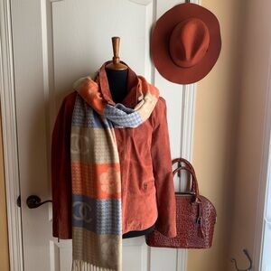 Elegant VINTAGE  fall Rust genuine suede/ Leather Jacket